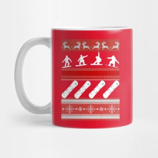 Ugly Christmas style Freestyle snowboarder on Christmas Mug